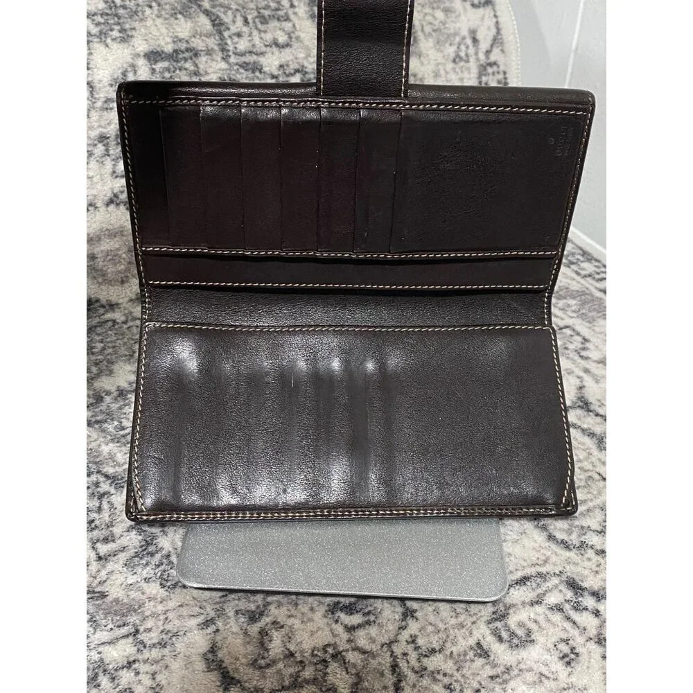 Gucci Brown GG Coated Canvas Leather Continental Bifold Wallet in Tan Brown with